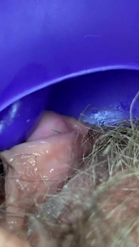 Extreme closeup big clit licking toy orgasm hairy pussy