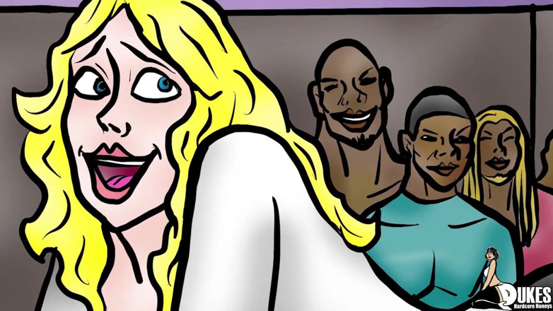 Dukes Hardcore Honeys: Alman orta yaşlı seksi kadın barda zenci yarağıyla grup seks...