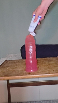 Riding Big Anal Dildo and Gaping