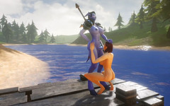 Wraith Futa: Futa Draenei Šuká dívčí zadek u jezera: Warcraft Porno Parodie