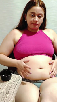 Big Belly Chubby Girl Gets Gassy After Eating Kfc