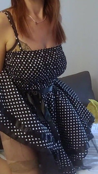 British MILF Keira_xxxxxx Gets off in a Black Polka Dot Dress