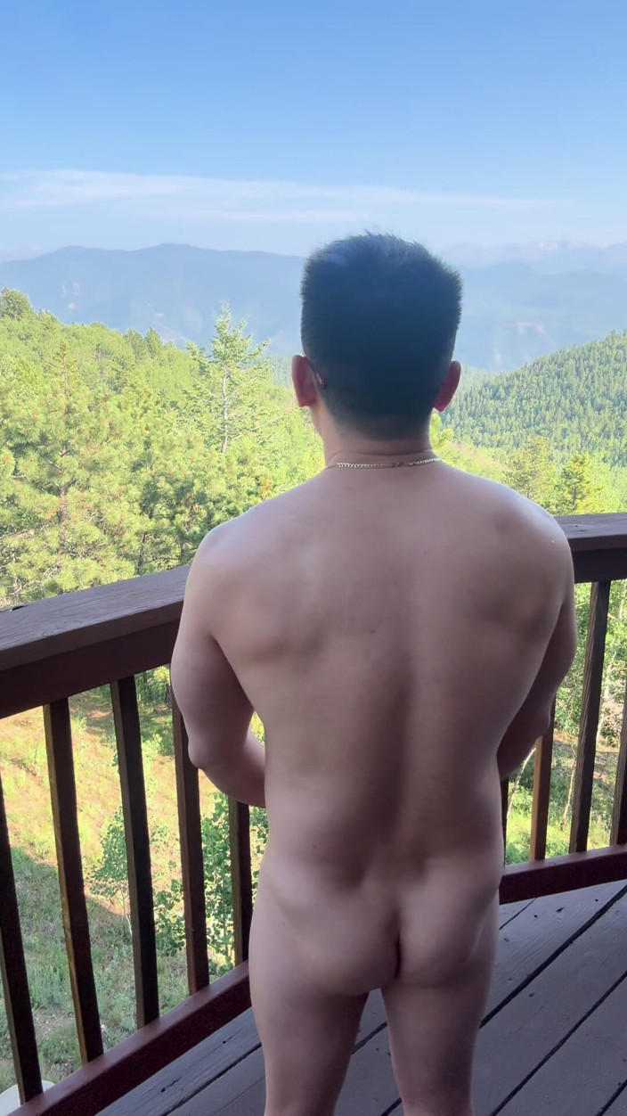 Barenakedmuscles: Mountain Top Tease: Muscular Asian Hunk's Solo Show