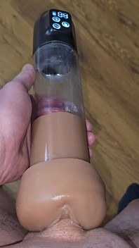After Orgasm - Pumping My Cock in a Cum-filled Vacuum Pump