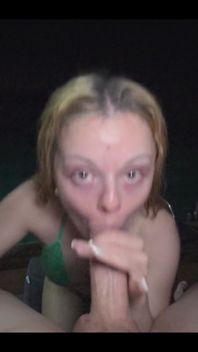 Late Night Beach Quick Blowjob and Big Facial