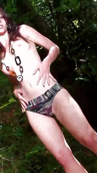 Immersed in the forest for a photoshoot the brunette gets fucked in all the hot and wanty holes