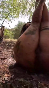 Busty Tattooed MILF Tyra Spreads Muddy Pussy Wide Outdoors