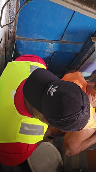Two Construction Workers Making Out in the Company Bathroom.