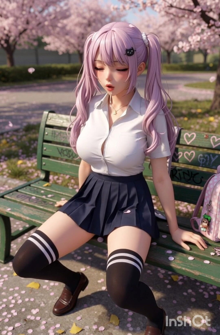 Wertstofsamler: Pembe kıllı hentai kız cosplay park bankında açık havada mastürbasyon...