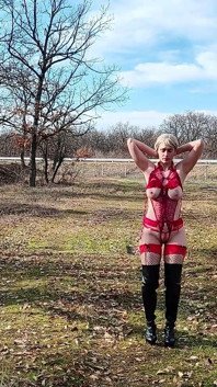 Little Whore Strips off Her Red Bodysuit on the Highway Part 2
