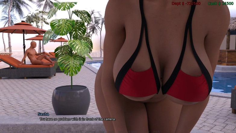 XXX Games Bunk: Sinful Success - เกมเพลย์ - บทบาทสมมุติ - เจ้าของบ้านเย็ดต่อหน้าผู้จัดการรีสอร์ทและรับส่วนลดพิเศษ