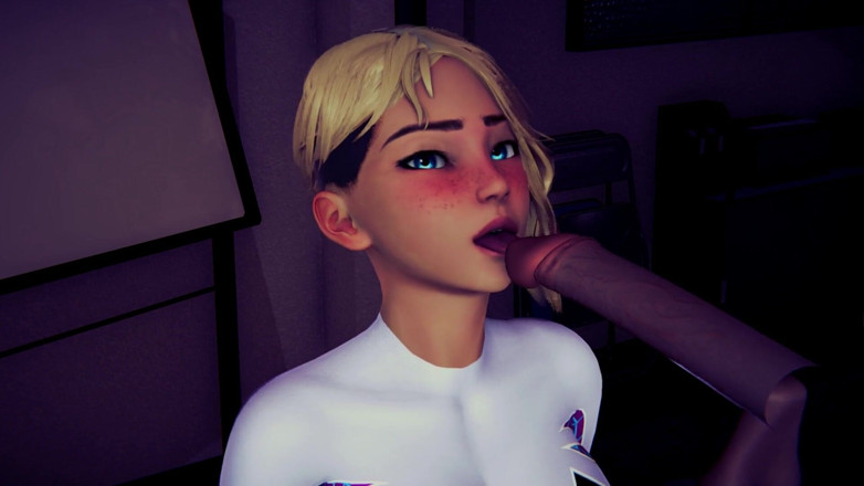 Waifu club 3D: 그웬은 물이 될 때까지 자지의 머리를 핥아