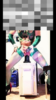 TS Shemale in High Heels Very Sexy Green Stocking Showing Beautiful Panties Outside