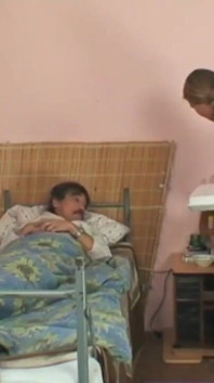 Old pig pretends to be sick to get a blowjob and a fuck from blonde girl