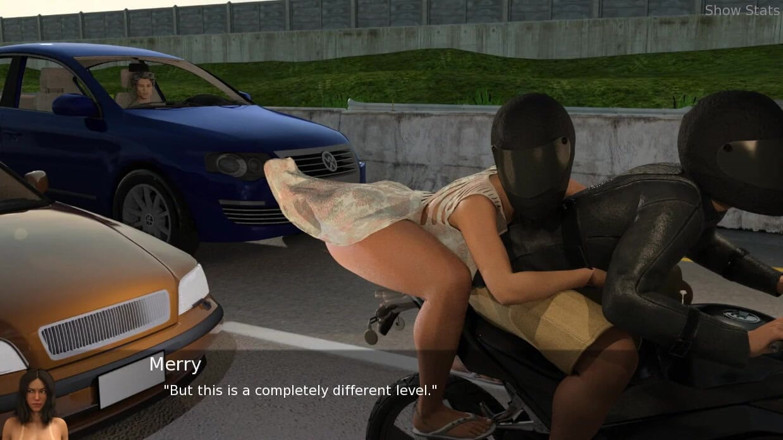 XXX Games Bunk: Project Hotwife - gameplay - roleplay - esposa expondo-a enquanto dirige em bicicleta