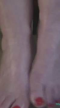 Sexy Red Painted Feet and Black Heels.