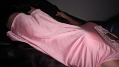 Naughtypantyboy: Crossdressed Lingerie Sissy Cumshot in Pink Satin Nighty and Pink...