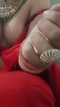 Indian Gay Bottom Crossdresser Gaurisissy Pressing and Playing with Her Big Boobs