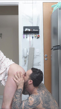 Unfaithful Wife Cheats on Her Husband by Getting Fucked in the Kitchen by His Best Friend. Creampie