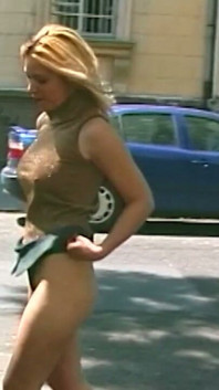 Determined Blonde Peeing Outdoor