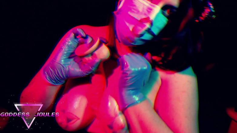 goddessjoules: Masque chirurgical et gant, bite taquine
