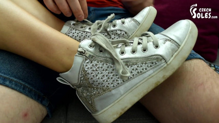 Czech Soles - foot fetish content: College student barefoot in sneakers foot smelling