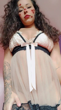 Brunette in Transparent Nightgown Without Panties