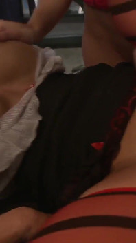 Threesome with Veronica Rayne and Jessica Lynn two sluts with shaved pussies enjoy while holding a hard cock in their pussies