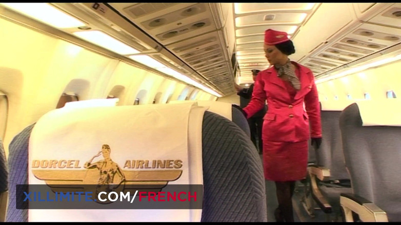 French girls at work: Trio tak terduga dengan pramugari semok