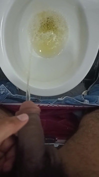 Masturbation and Urination in Street Bathroom
