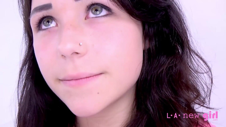 L.A. New Girl: Amateur tiny teen sucks &amp; fucks big cock at photoshoot for...