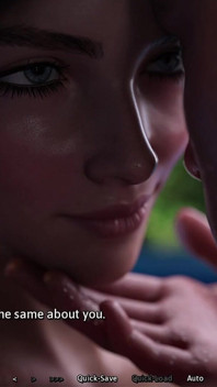 Summer Heat Ep05 par Naughty Fox Games - Deux filles sexy en bikini embrassent un mec chanceux