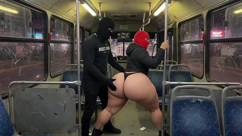 Animate golden: Dívka s velkým zadkem v růžových legínách v autobuse se...