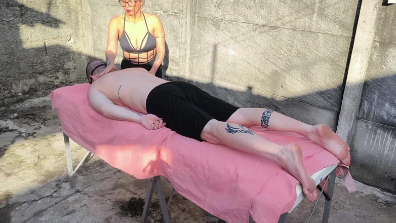 Carmona's films: Nude Massage Outdoors with Hot Blonde