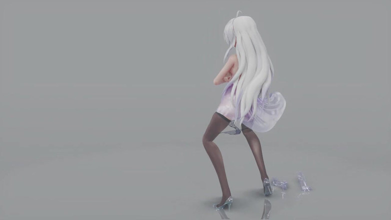 MikuMotion: Mmd Brown Eyed Flickor; Ren klänning; Genomskinliga klackar; Svarta strumpor