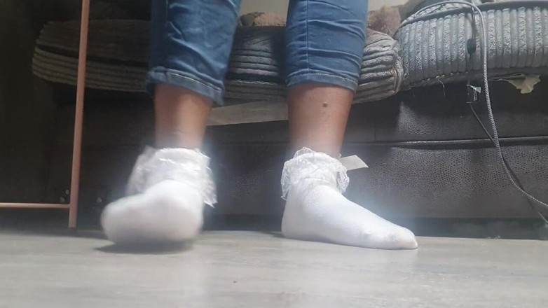 Simp to my ebony feet: my pretty white socks