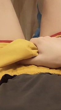 Guy Massages His Dick Through Yellow Shorts