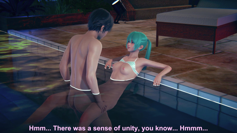 Waifu club 3D: Miku memancut ke dalam kolam dari zakar besar