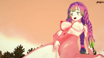 Hentai Smash: Mitsuri Kanroji își freacă și își atinge pizda afară. Ucigașul demon hentai