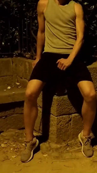 Crusing in a Public Park at Night - Getting Naked