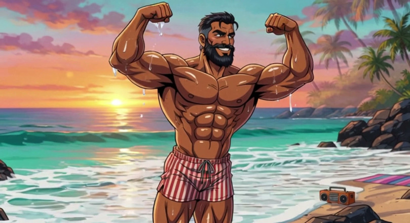 Erotic Man: Handsome Beach Men Animation
