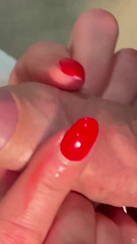 Smoking During Blow Job with Red Lipstick and Red Nails and Cum Shoot in My Mouth