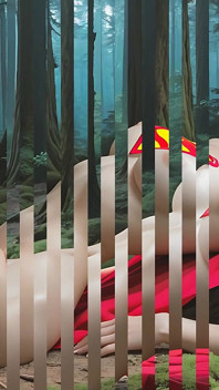 Frumoasă nud Elf Woman Gentle loțiune de clitoris cu tachinare în pădurea de pini