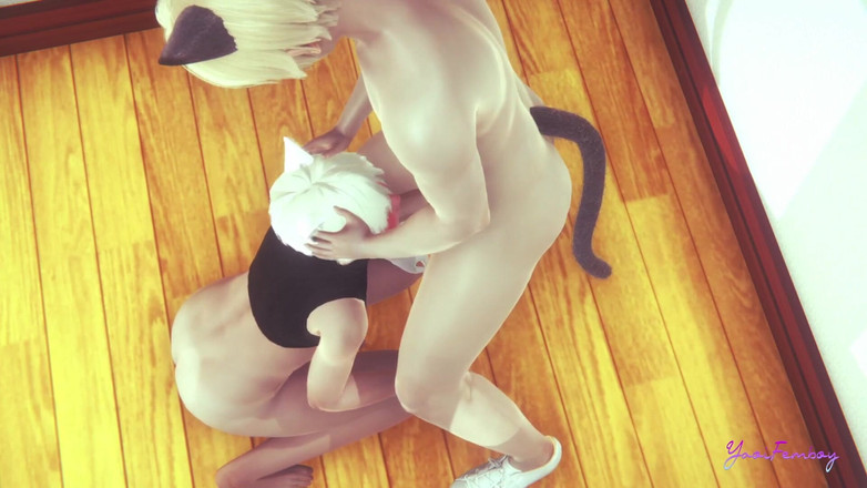 Yaoitube: Yaoi Femboy - кошка Алан пробует молоко