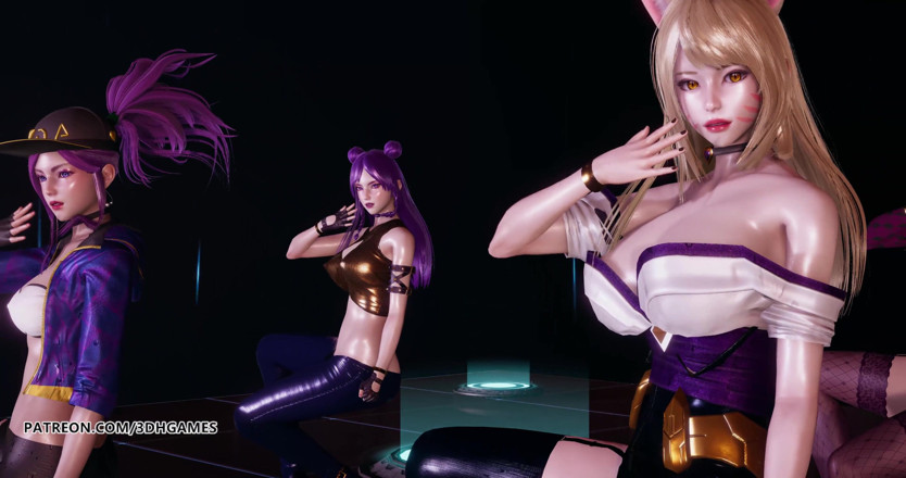 3D-Hentai Games: Popstars Ahri Akali Evelynn Kaisa nejlepší necenzurovaný 3D striptýz