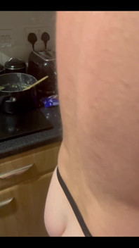 My Chastity Sub Washing the Pots for Me Naked in His Chastity Cage and with His Marigolds on