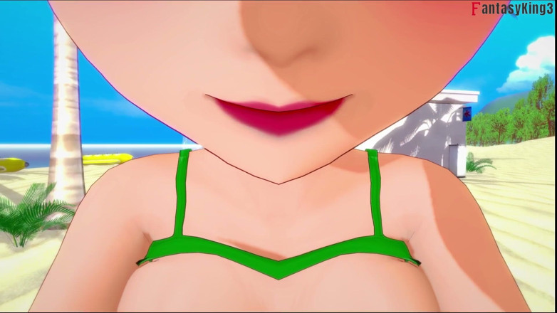 Fantasy king: Tinkerbell bakış açısı gırtlağına kadar alıyor ve plajda seks yapıyor
