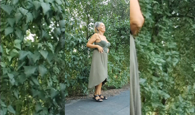 Cherry Lu: Mature Granny Cums Outdoors