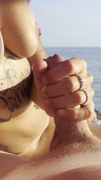 I Like It When a Girl Plays with My Cock on the Beach-giving Me a Blowjob and a Handjob by the Seaside