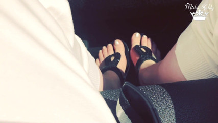 Goddess Misha Goldy: Feet tease in mustang cabriolet